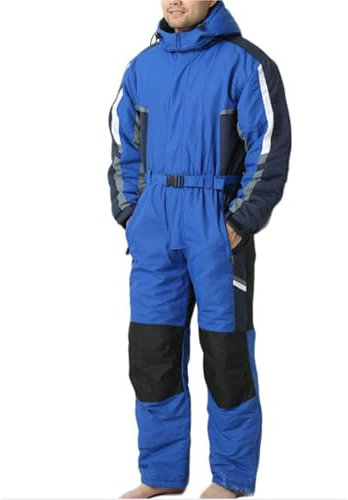 Sawmew Skianzug für Herren und Damen, Einteiler, wasserdichter Winter-Outdoor-Schneeanzug, Overall für Schneesport(Blue,3XL)