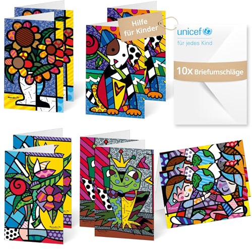 Unicef Grußkarten Neo-Pop Vielfalt | 10 Klappkarten mit Umschlägen | Helfen Sie Kindern in Not: FSC-Papier, 10 Karten mit Umschlägen (17,5 x 11,7 cm) – Grußkarten mit bunten Blumenmotiven