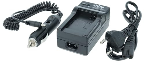 vhbw Ladegerät kompatibel mit Samsung Digimax IT100 | L100, L310w, L210, L200, L110, ES60, ES55, ES50 Kamera - Ladeschale, Kfz-Adapter Ladeanzeige