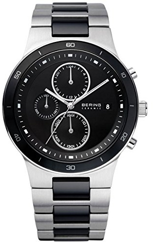 BERING Herren Quarz Uhr | Armbanduhr 41 mm Edelstahlgehäuse und Zifferblatt | Edelstahlband mit Keramikelementen | 5 ATM | 33341