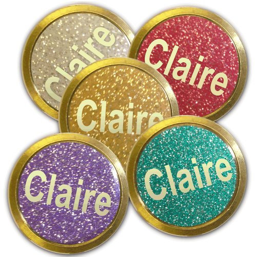 Personalised Glitter Golf Ball Markers (gold on all)