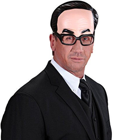 NET TOYS Masque sans Menton Loup Homme avec Lunettes Masque de Visage Monsieur Masque de Carnaval Demi-calvitie Masque à Lunettes Lui Masque de Carnaval Blague