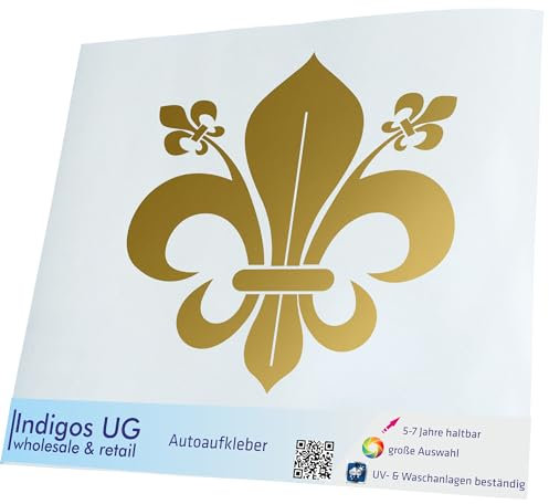 INDIGOS UG Autocollant de Voiture - JDM - Die Cut - Auto - OEM - lys français - 120x110 mm Or - Fenêtre arrière - Autocollant de Lunette arrière Réglage - Sticker