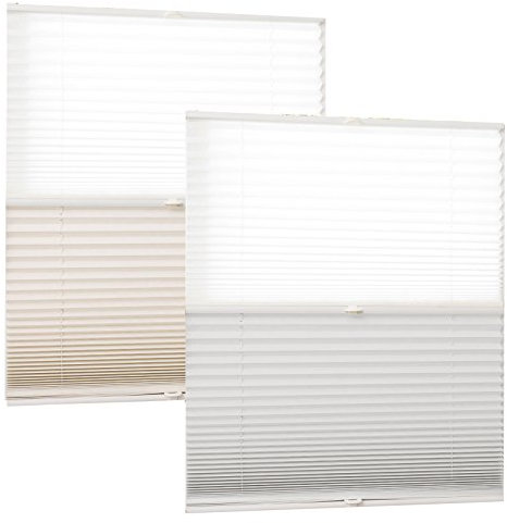 Garduna FIX2 Tag & Nacht Plissee # beige 100cm # - verspannt - Smartfix - Klemmfix - ohne Bohren - viele Größen - Sichtschutz UND Vollverdunkelung in einem System