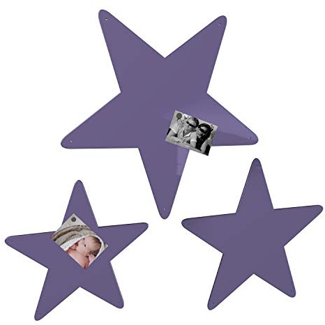 Colours-Manufaktur Stern Magnetwand 3er-Set - viele XXL groß Hochglanz (lila (RAL 4005 blaulila glänzend))