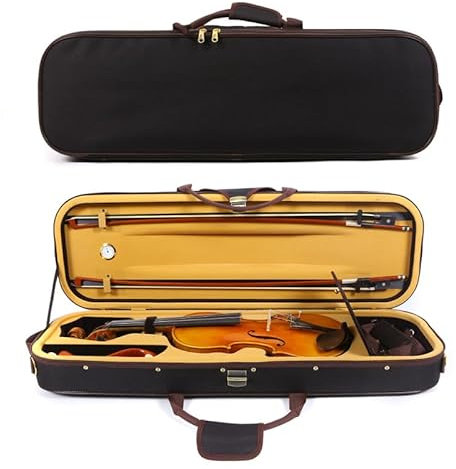 Yinfente 4/4 Full Size Violin Case with Hygrometer, Oblong Wooden Hard Case, Backpack or Shoulder Strap Carrying Options, 2 Bow Holders, Tail Block Sponge, Instrument Blanket, Beginner Violin