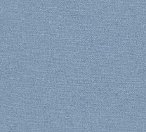 A.S. Création Vliestapete Linen Style Tapete Uni 10,05 m x 0,53 m blau Made in Germany 367614 36761-4