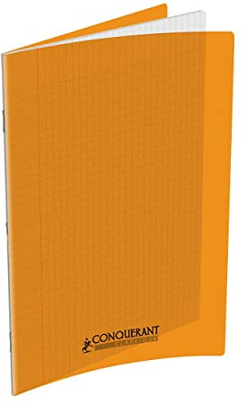 Conquérant Cahier Classique 24x32cm Grands Carreaux Seyès 96 Pages Agrafées Couverture Polypro Orange