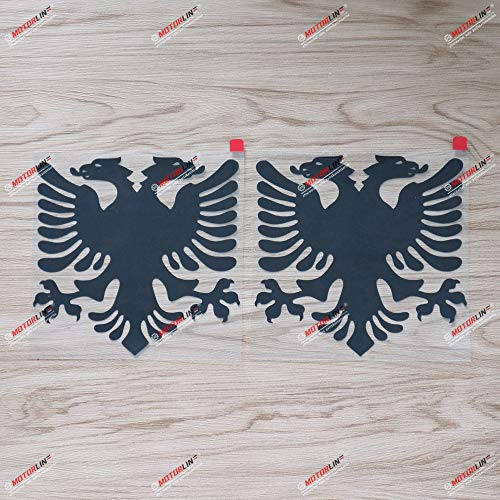 2er-Set Schwarz, 15,2 cm Albanien-Flagge, doppelköpfiger Adler, Decal-Aufkleber, Auto-Vinyl, konturgeschnitten, ohne Hintergrund