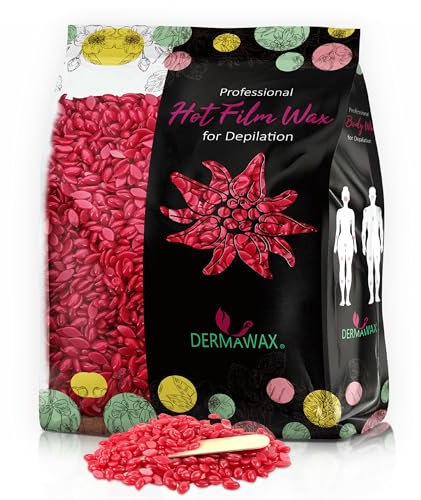Dermawax 500 Gramm Rose Heißwachs Wachserlen mit Kokosnussöl für Haarentfernung- Sanftes Waxing ohne Vliesstreifen- Brazilian, Beine, Achseln, Gesicht- Für Frauen & Männer (0,5 kg, Black Rose)