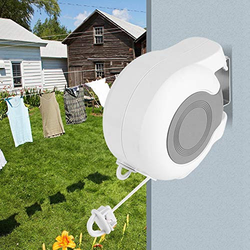 GOTOTOP Wäscheleine Ausziehbar Wäscheständer einziehbares Aufhängen zweileiniger Outdoor wäscheschnur für Badezimmer, Waschküche, Garten oder Reise, bis 15 kg