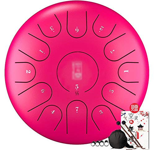 LJJ Portable Steel Tongue Drum 12 Zoll Percussion Instrument Pan Drum 13 Noten Stahl Tongue Pan Drum Zungentrommel Brahma Trommel Instrument Für Meditation Yoga Musiktherapie Camping