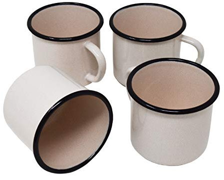 Madacha 4 Mugs en métal émaillé rosé pâle - 250 ML