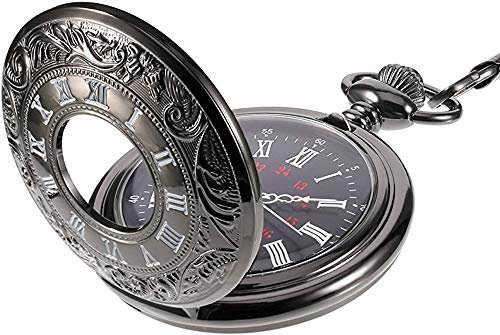 BN Vintage Römische Ziffern Skala Quarz Taschenuhr Anhänger Uhr, mit Kette