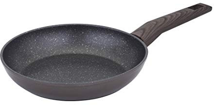 RESTO 93023 Frying Pan 26 Cm - Forged Aluminium Pan with Pfluon Non-Stick Coating and Ergonomic Wooden Soft Touch Handle - Suitable for All Types of Cookers - Including Induction
