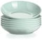 LOVECASA Serie Sweet Juego de 6 Platos Hondos Platos para Sopa/Ensalada, Vajilla de Porcelana. Se Puede Usar en Lavavajillas, Verde Cian
