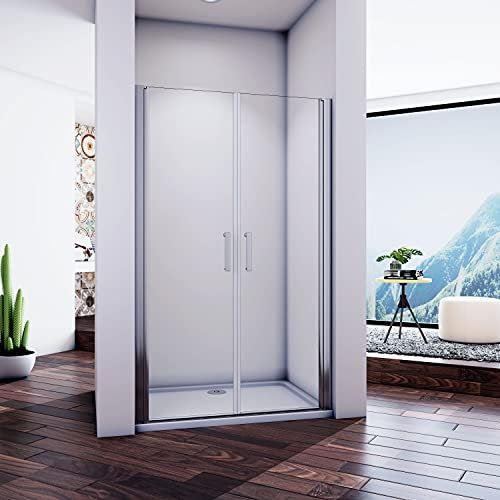 70x185cm Mamparas de Ducha Abatibles Perfil Aluminio Gris Mate Cristal Templado de 5mm, Puertas de Ducha