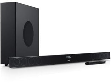 Teufel CINEBAR 11-2.1 Soundbar Set mit Kabellosem Subwoofer, Dolby Audio, Bluetooth 5.0, HDMI 3D ARC CEC, 4K Pass Through, Dynamore, Touch Panel - Schwarz