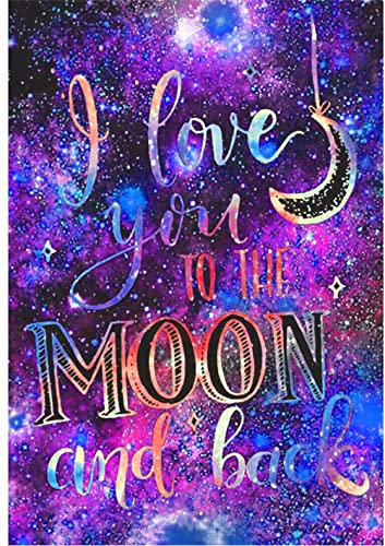 Meecaa Diamond Painting Kits mit Werkzeugen, I Love You To The Moon And Back, 5D-Vollbohrer, Kreuzstich, Diamant-Mosaik-Kunst, Basteln, 30 x 40 cm (Word)