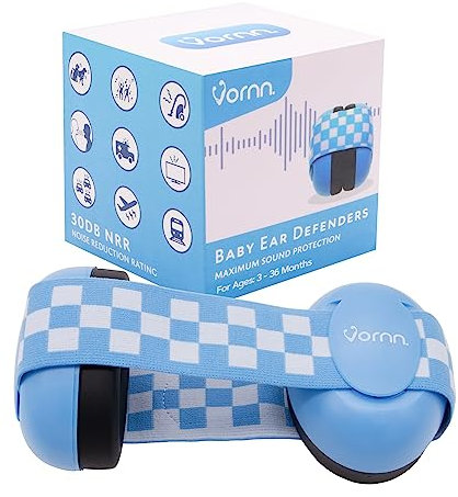 VORNN Baby Ear Defenders for 0-36 Months - CE and UKCA Certified - Noise Cancelling Baby Headphones, Comfortable & Improves Sleep Blue Ear Muffs