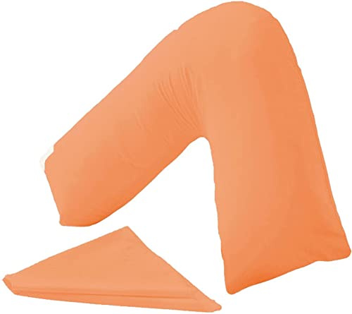 Night Zone V Shaped Polycotton Pillow Case Cover Nursing Pregnancy Maternity Orthopaedic Support PillowCase (Peach)
