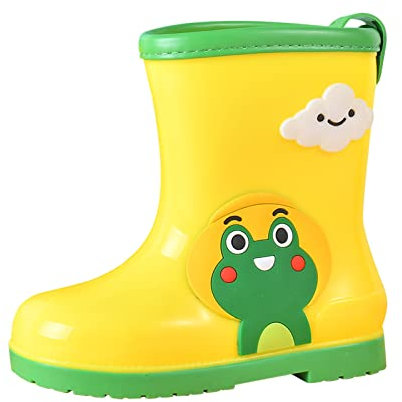 Stivali di gomma per bambini, da pioggia, per ragazze, ragazzi, in gomma, antiscivolo, corti, impermeabili, per bambini, giallo., 26