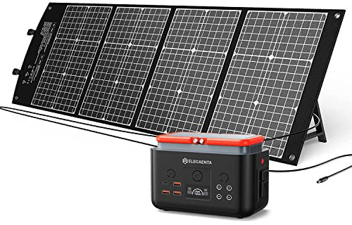 Estación de Energía Portátil 200Wh con Cargador Solar Portátil 120W, Acumulador Portatil Energía LiFePO4 Batería de Reserva para Camping y Emergencia