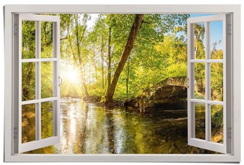 REINDERS Poster, Sonnestrahlen im Wald, Home Office, Poster, Wanddeko, Room Decor, Bilderdruckpapier, Grün, 61 x 91,5