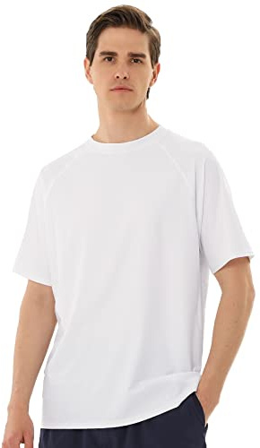 TIZAX Tee Shirt Anti-UV Homme Rashguard à Manches Courtes UPF 50+ Maillot de Bain Hauts T-Shirt de Sport Séchage Rapide