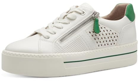 Jana Damen Plateau Sneaker mit Reißverschluss Vegan, Weiß (White), 38 EU