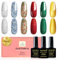 YSUVIN UV Nagellack Weihnachten Set, 6 Farben Gold Grünes Rot Silber Weihnachts Gel Nagellack Set für Anfänger DIY Nail Art Maniküre Salon, 8ml
