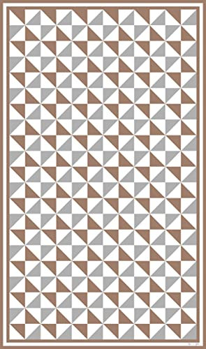 DobleUve Estudio Alfombra Vinílica Hidráulica 31 | Color Marrón | 65x140 cm | Alfombra Cocina Lavable Antideslizante | Alfombra Vinilica | Suelo Vinílico | Alfombra Vinilo Salón