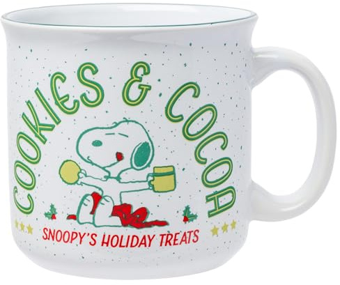 Silver Buffalo Peanuts Snoopy Cookies and Cocoa Ceramic Camper Mug, 20 Ounces