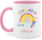 Tasse Tassen 325ml - Einschulung Schulanfang - Schulkind 2025 Regenbogen - 325 ml - Rosa - schulkinder geschenke mädchen personalisierte einschulungsgeschenke schulanfänger schultüte kaffeetasse