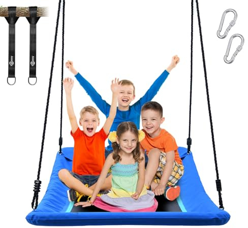 Trekassy 700lb Giant 60 Skycurve Platform Tree Swing for Kids and Adults with 2 Hanging Straps-Blue (Patented)