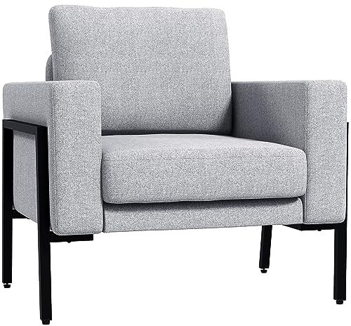 HOMCOM Gepolsterter Lounge- und Schlafsessel mit Sitz- und Rückenkissen, 82x70x83,5 cm, Hellgrau