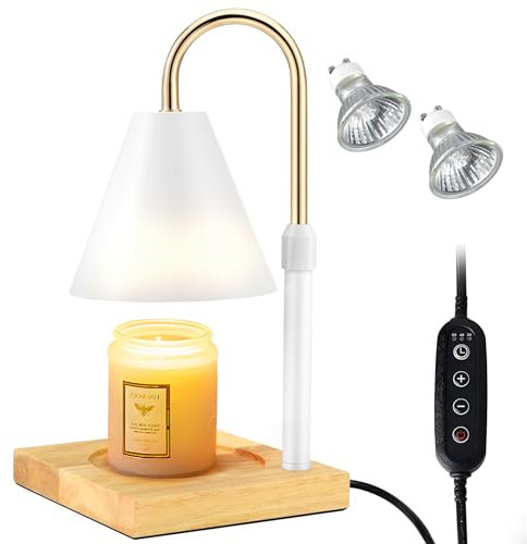 Domisyee Kerzenwärmer Lampe,Candle Warmer Lamp Mit Timer 2H/4H/8H,Moderner Elektrischer Kerzenwärmer,In Der Höhe Verstellbar,4 Helligkeitsstufen,Kerzenwärmer Lampe Für Duftkerzen