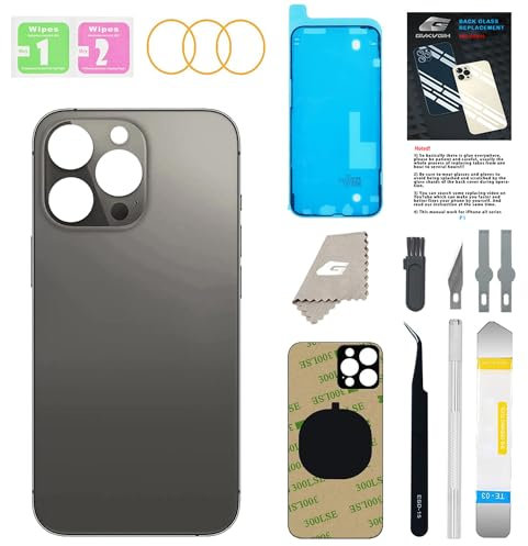 GUPFIX Schutzhülle für iPhone 12 Pro Max, Graphitglasrückseite, Ersatz mit vorinstalliertem Klebstoff, großes Loch, hintere Abdeckung, Werkzeugsets