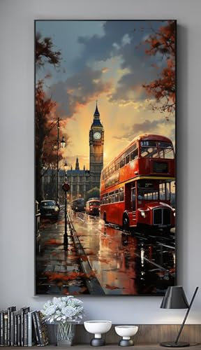 London Diamond Painting Groß XXL 200x100 cm DIY Diamant Painting Bilder Erwachsene, Full drill Diamond Art Kinder, Mosaic Bastelset Kunst Malen Nach Zahlen Malerei Stickerei Set Home Wand Dekor R388