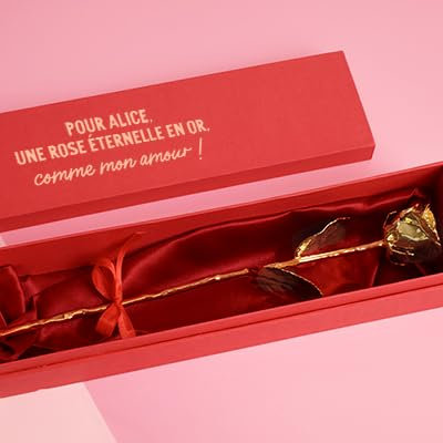 CADEAUX.COM - Grande Rose en Or éternelle - 36 cm 24 carats - Ecrin Personnalisable avec Message - Idée Cadeau Maman - Cadeau Fête des Mères - Cadeau Original - Idée Cadeau Femme