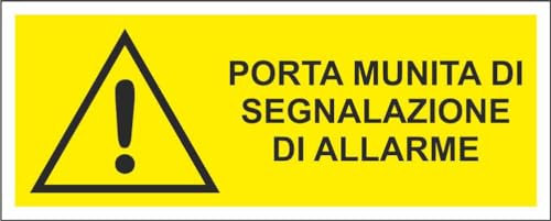 M-ITALY CARTELLO SEGNALETICO UNI - PORTA MUNITA DI SEGNALAZIONE DI ALLARME - Adesivo Extra Resistente, Pannello in Forex, Pannello In Alluminio (15x6, Adesivo)