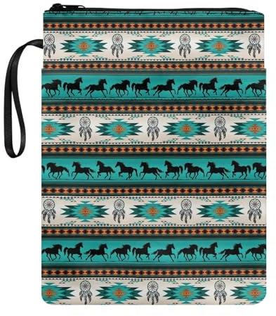 chaqlin Traumfänger-Pferd-Buchhülle für Hardcover, waschbare Buchhülle, Buchliebhaber, Geschenke, Buchschutzhülle, Buchtasche für Kinder und Erwachsene