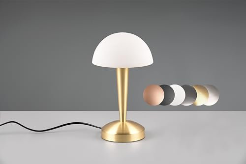 lightling LED Tischlampe Carina aus Metall, moderne Leuchte Indoor IP20, Switch Dimmer Funktion, On/Off Touch Funktion, Ø 15 cm, Höhe 26 cm, 4,9W, messing matt