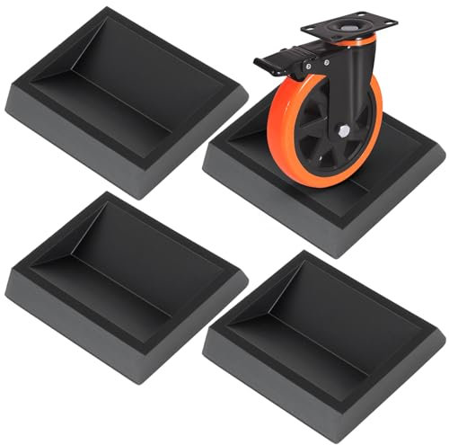 4 PCS Bed Wheel Stoppers, Rubber Furniture Castor Cups, Carpet Protector Cups, Non-Slip Wheel Fixing Pads Fits to All Wheels of Furniture, Sofas, Beds, Chairs, Protects from Scratches