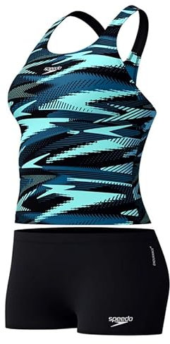 Speedo Women's Hyperboom Tankini | Quick Drying | Training | Fitness | Chlorine Resistant, Arctic Glass, 42