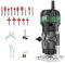 Mulcort Défonceuse Électrique 220V 800W,Fraiseuse à Bois Électrique avec 15 Embouts de Routeur de 1/4,Affleureuse à Bois 6 Vitesses Réglables,Outil de Routeur en Bois de Palmier Compact 33,000 RPM