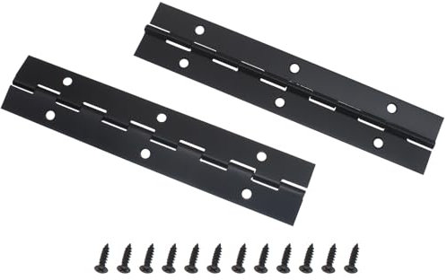 LBTODH Lot de 2 charnières de piano de 15 cm en acier inoxydable noir très résistantes avec vis pour porte de piano et d'armoire