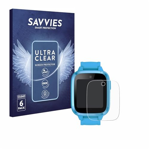 Savvies Schutzfolie für Xplora Kidzi Watch | 6 Stück Transparenter Displayschutz Made in Germany Ultra-Klar Displayschutz-Folie