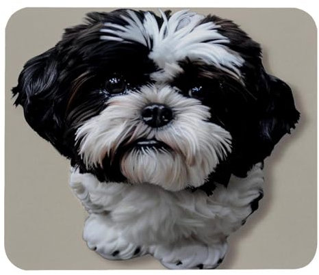 VAPOKF Gaming Mouse Pad, Black White Shih Tzu Dog Puppy Prints Mouse Mat for Desk Home Office, Non-Slip Rubber Base Keyboard Pad, Laptop Desk Pad Mousepad
