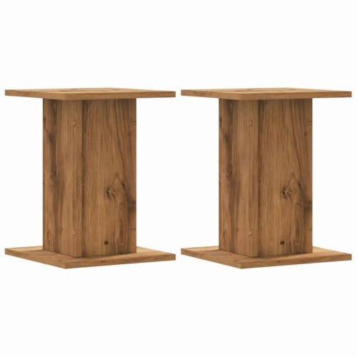 vidaXL Pflanzenständer 2 STK., Blumenständer Hohle Konstruktion, Dekosäule Podest für Pflanzen Dekoartikel, Blumenhocker Blumensäule, Artisan-Eiche Holzwerkstoff
